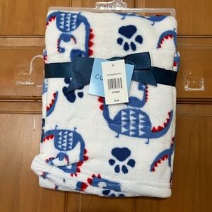 Cutie Pie Cozy Dinosaur Blanket for Kids - Blue and Red, NWT